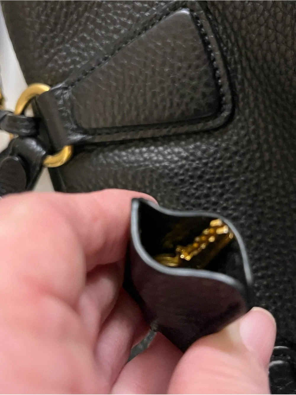Prada Vintage Nero Pebble Leather Vitello Daino Bauletto Satchel, Gold Hardware